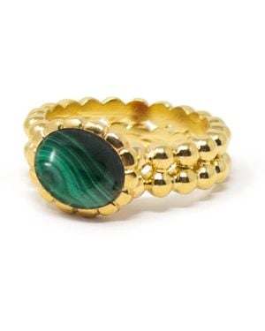 Vintouch Italy Malachite Beady Band Ring - Yellow