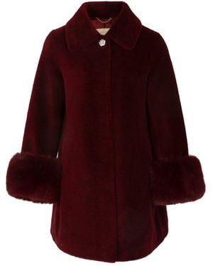 Santinni Fairytale Wool & Faux Fur Teddy Coat - Red