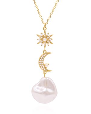 Luna Charles Bronte Pearl Drop Necklace - Metallic