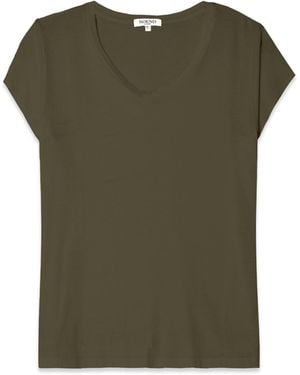 NOEND Supima Cotton Cap Sleeve V Neck Tee - Green