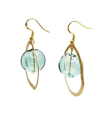Laura Daili Emerald Orbit Glass Earrings - Blue