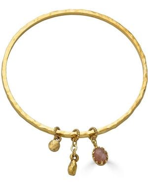 Loni Paul Jewelry Peach Moonstone Talisman Bangle Bracelet - Metallic