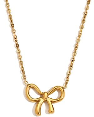 Olivia Le Dainty Minimalist Bow Pendant Necklace - Metallic