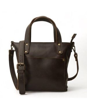 Hides Leather Co. Handmade Mini Tote Dark Crossbody Bag - Black
