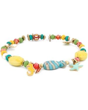 Ebru Jewelry Vacation Vibes Lucky Charms Colourful Anklet - Metallic