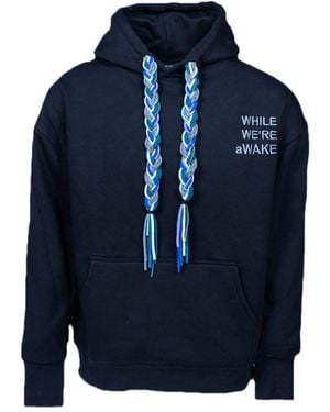 While We're Awake Dark Braid On Braid Hoodie - Blue