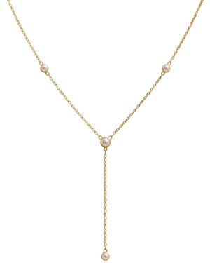 Lily Flo Jewellery Aurora Pearl Lariat Necklace On Solid - Metallic