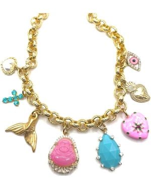 Achala Handcrafted Lucky Charm Statement Necklace - Metallic