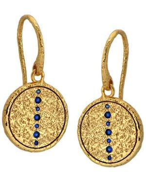 Claire Hill Designs Sapphire Coin Pendant Earrings - Metallic