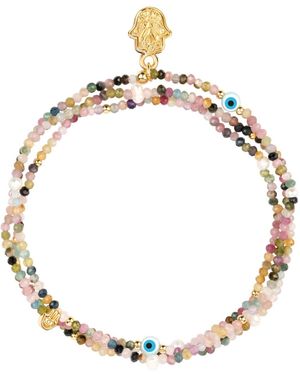 Karma and Luck Tourmaline Wrap Bracelet – October Birthstone Energy Jewellery – Balanced Spirit - Metallic
