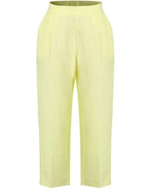 Smart and Joy Straight Linen Trousers - Yellow