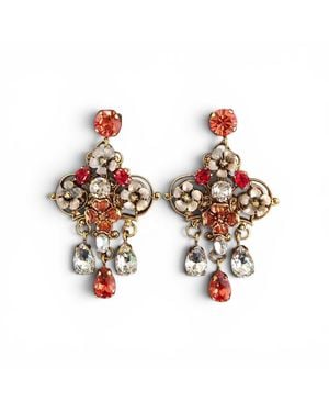 Vstyle Floral Swarovski Chandelier Earrings - Metallic