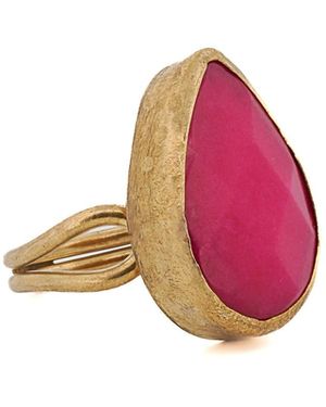Ebru Jewelry Gemstone Pear Ring - Red