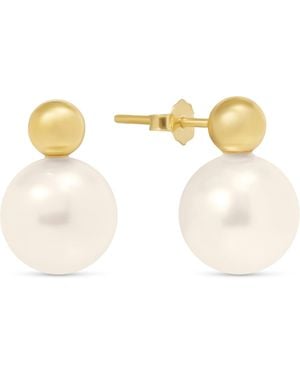 Esterah Pearl Double Stud Earrings - Metallic