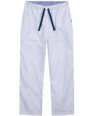 Lounge Organic Cotton Loungewear Trousers-Pants And Striped Design - Blue