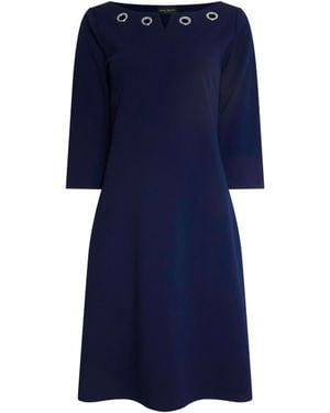James Lakeland Metallic Eyelet Collar Dress - Blue
