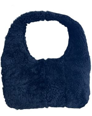 tirillm Lotte Handmade Small Bag Made Of Sherling Scraps - Blue