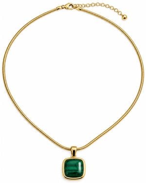Saéa Dainty Malachite Pendant Necklace On-Filled Snake Chain - Metallic