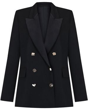 Malo Tailored Double-Breasted Blazer With Satin Lining - Black