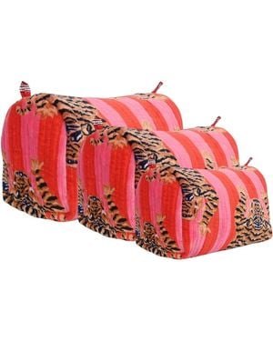 Conscious Yoga Collective Tibetan Tiger Velvet Three Piece Travel Set - Red