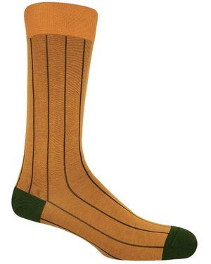 Peper Harow - Made in England Pin Stripe Socks - Brown
