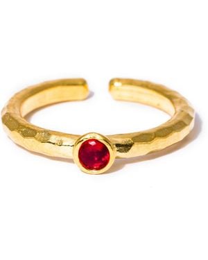 Kybele Studio Ruby Hammered Gemstone Ring - Metallic