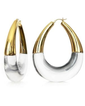 Gold & Honey Xl Clear And Chunky Bucket Hoop Earrings - Metallic