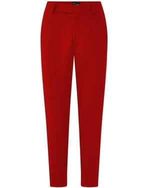 Layo G Cropped Crimson Stretch Dress Trousers - Red