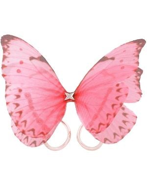Oana Savu Hot Summer Adjustable Silk Butterfly Ring Sterling Fairy Wings - Pink