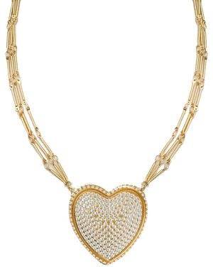 Adriana Pappas Designs Chained Pave Heart Necklace - Metallic
