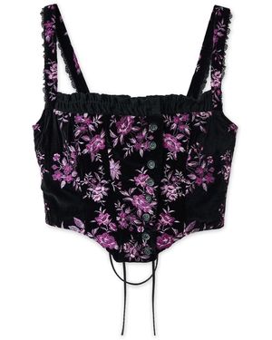 Maison sél Velvet Panalled Corset - Black