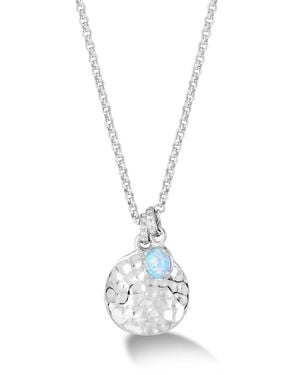 Dower & Hall Hammered Disc & Opal Array Pendant - Blue
