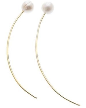 Silver Moon Lunar Sterling Pearl Earrings - White
