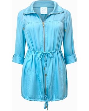 Why Mary Aqua Lightweight Parker Jacket - Blue