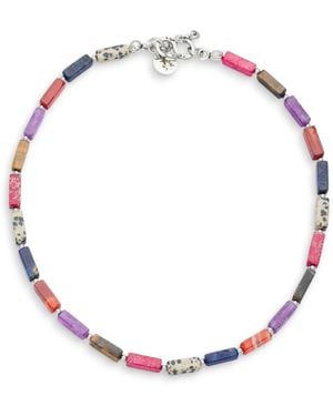 Kybele Studio Colour Harmony Necklace With Tiger Eye, Amethyst, Lapis Lazuli, Agate, Dalmatian Jasper, & Imperial Jasper - Pink