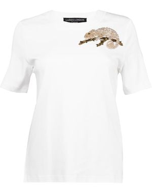 Laines London Laines Couture Embellished Chameleon T-Shirt - White