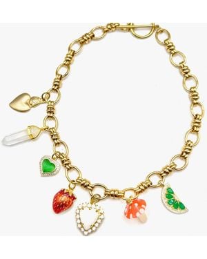 Achala Handcrafted Magali Charm Necklace With Mushroom & Heart Charm - Metallic