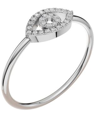 Aya Fine Jewelry Round Lab Grown Diamond Evil Eye Ring - Metallic