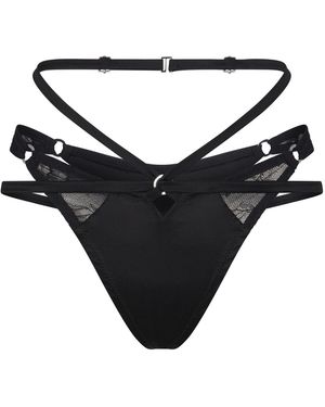 Lunatic Femme Ohm High-Leg Silk Thong - Black