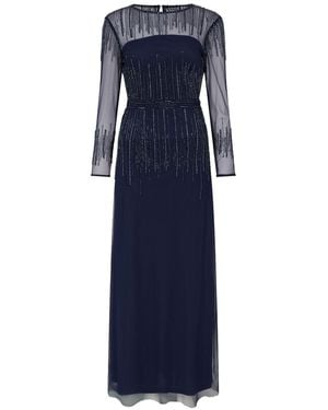 Raishma Laurel Featuring Sheer Long Sleeves & Delicate Vertical Lines Of Embroidery - Blue