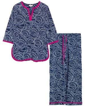 Inara Indian Cotton Starry Night Print Pyjamas - Blue