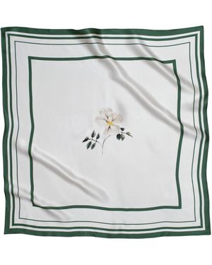 RainSisters Small Minimal Floral Natural Silk Scarf - Metallic