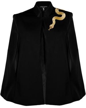 House of Laines London Laines Couture Tailored Cape With Embellished Shoulder Snake - Black