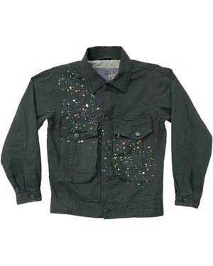 Zasta Studio Color Palette Raw Denim Oversized Multispots Jacket A Five - Green