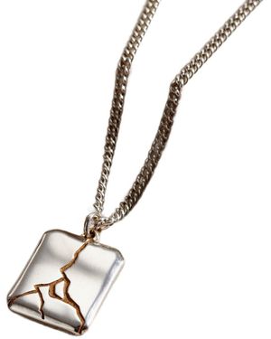 Posh Totty Designs Bevelled Edge Kintsugi Pendant Necklace - Metallic