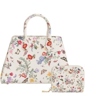 Fable England Alice Garden Small Purse & Alice Garden Structured Tote Set - White