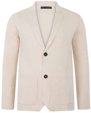 Paul James Knitwear Neutrals Lightweight Mercerised Cotton Giuseppe Knitted Blazer - Natural