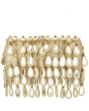 Pode Noor Ivory Beaded Statement Clutch Neutrals - Metallic