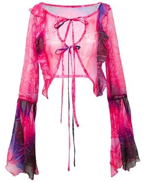 Paloma Lira Cherry Crystal Chiffon Top - Pink