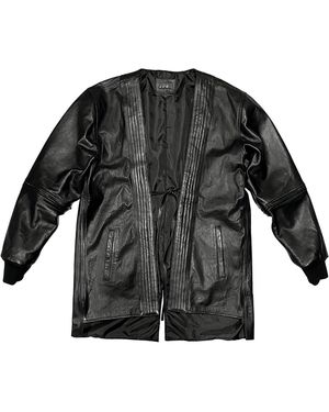 COOL Creative Leather Bomber Kimono - Black